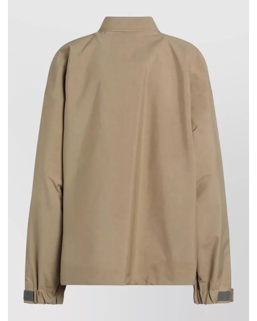 Miu Miu Natural Hooded Jacket Adjustable Cuffs Front Pockets
