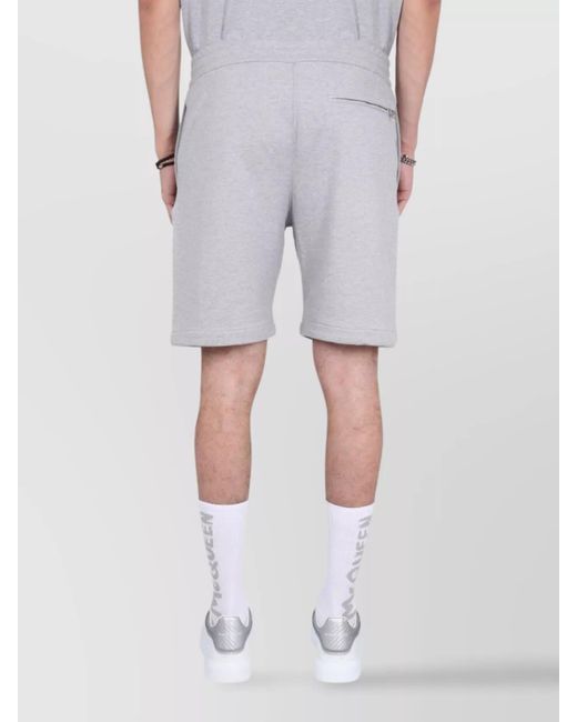 McQueen Gray Logo Print Bermuda Shorts for men