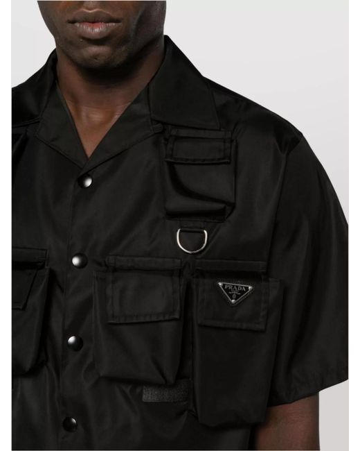 Prada Black Nylon Short Sleeves Shirt for men
