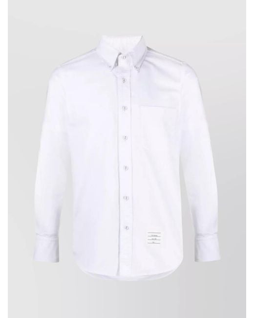 Thom Browne White Cotton Long-Sleeve Button-Down Shirt for men
