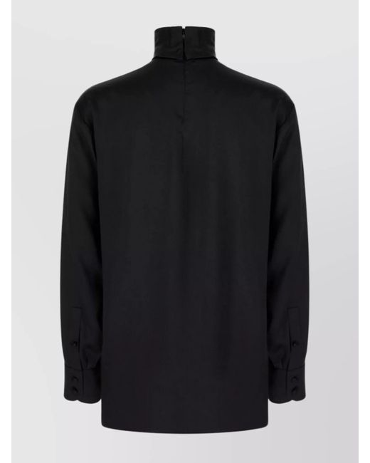 Dolce & Gabbana Black Silk Funnel-Neck Shirt for men