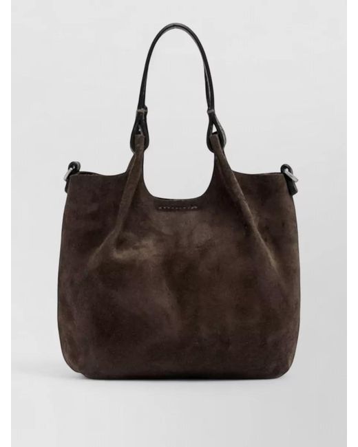 Gianni Chiarini Brown Dua Suede Tote Top Handles Detachable Strap