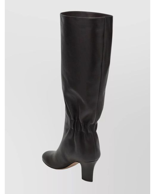 Ferragamo Black Ruched Leather Boots