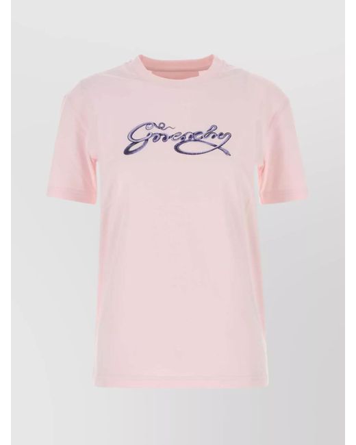 Givenchy Pink Logo-Embroidered Cotton T-Shirt