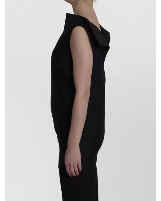 Balenciaga Black Silk Wool Fitted V-Neck Open-Back Mini Dress