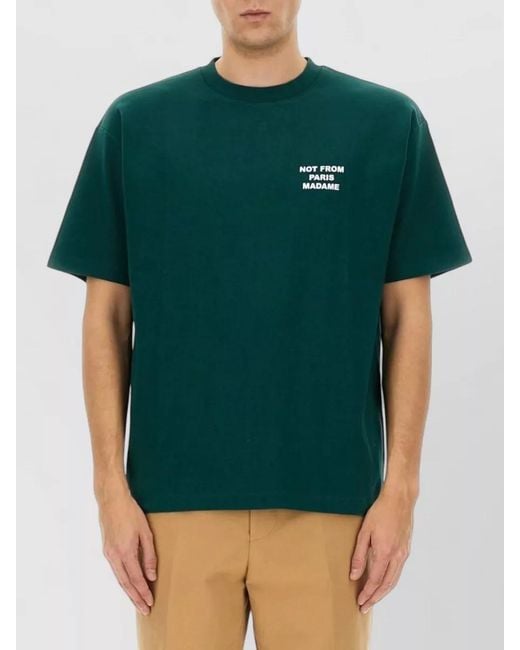 Drole de Monsieur Green Crew Neck Graphic Text Regular Fit T-Shirt for men