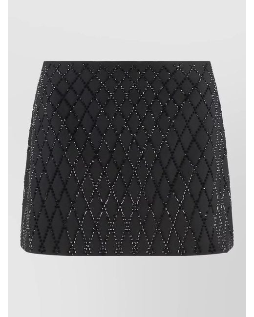 Pinko Black High Waist Rhinestone Beaded Mini Skirt