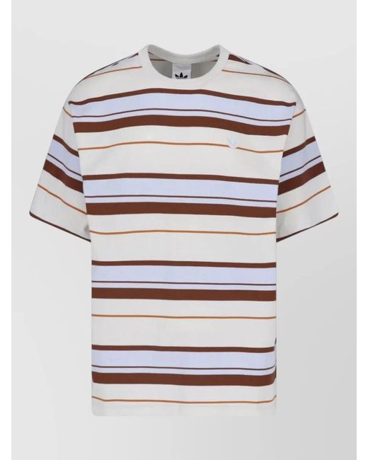 Adidas Gray Crew Neck Striped Short Sleeve Shirt for men