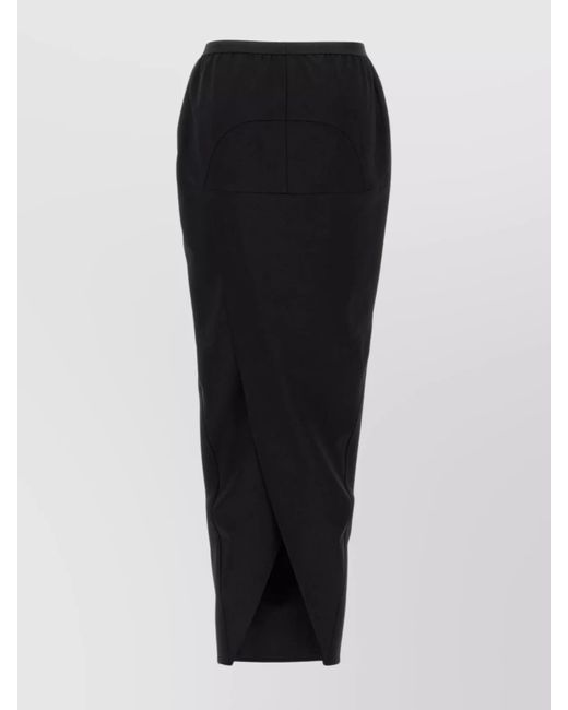 Rick Owens Black Long Skirt With Elastic Waistband And Back Slit