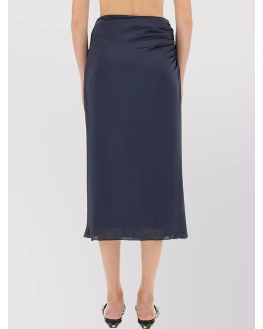 Theory Blue Draped Midi Skirt
