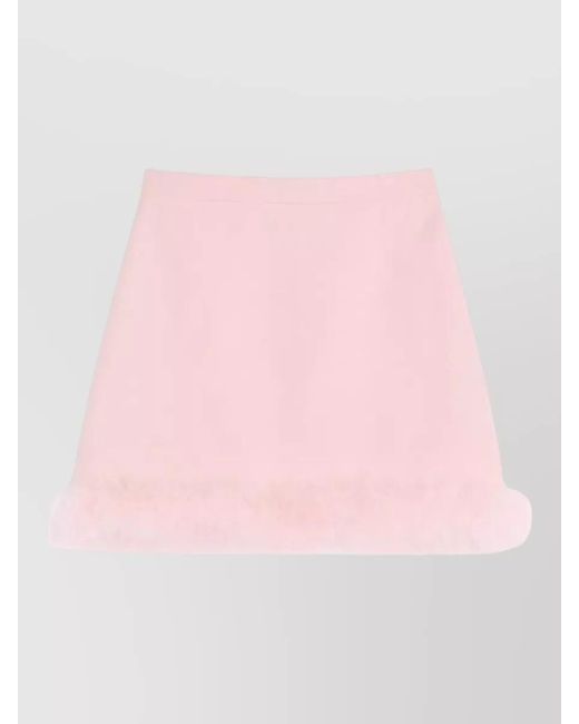 Valentino Pink Feather-Trim Mini Skirt