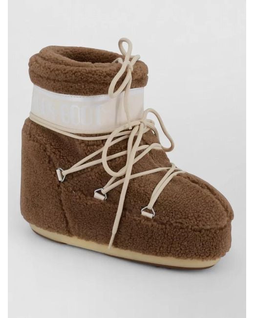 Moon Boot Multicolor Ankle Lace Up Boots Faux Fur Texture