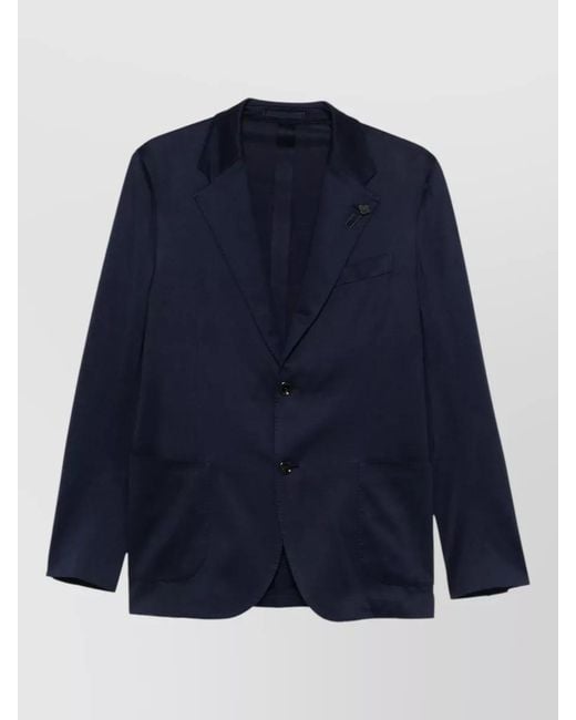Lardini Blue Single Breasted Jacket Notch Lapel Design for men