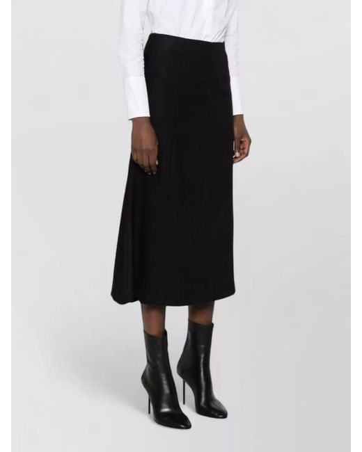 Thelatest Black Wool Blend Paneled A-Line Midi Skirt