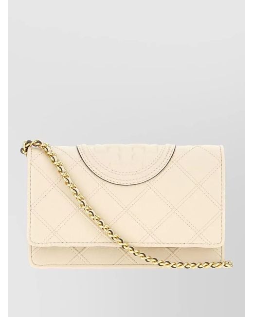 Tory Burch Natural Quilted Purse Chain Strap Shoulder Bag