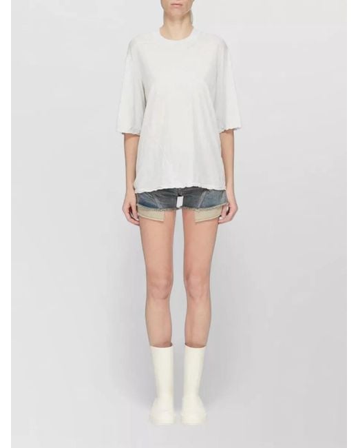 Rick Owens Gray Denim Cutoff Shorts