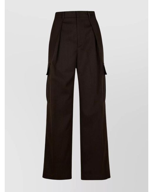 Burberry Black Wool Wide-Leg Trousers