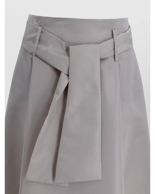D.exterior Gray Long Taffeta Skirt High Waist Sash