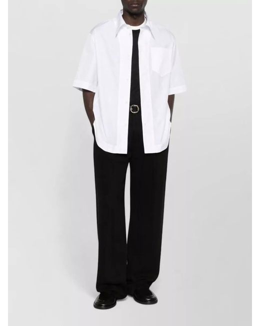 AMI White Short Sleeve Straight Shirt Collar Chest Pocket for men