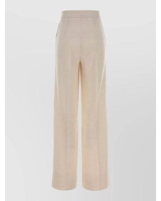 Max Mara White Virgin Wool Wide-Leg Trousers