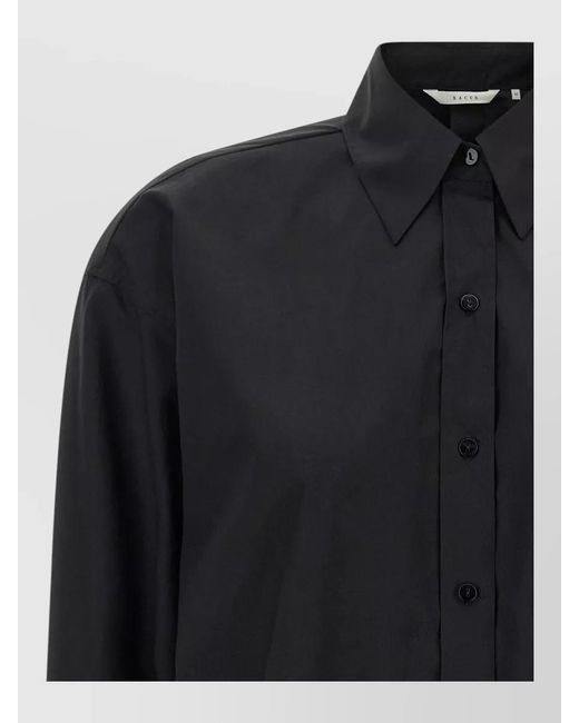 Xacus Black Scarlet Shirt Curved Hem Long Sleeve Design