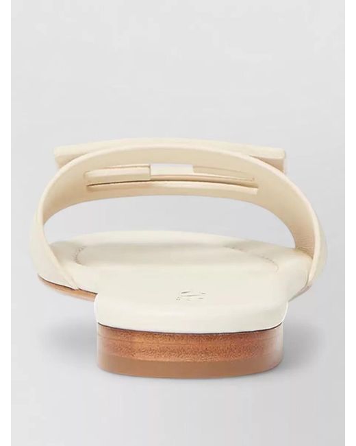 Fendi Natural Slides Ff Baguette Motif Flat Sole