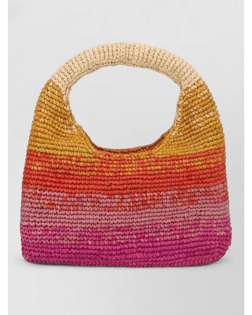 Manebí Pink Tote Bag Woven Design Round Handle