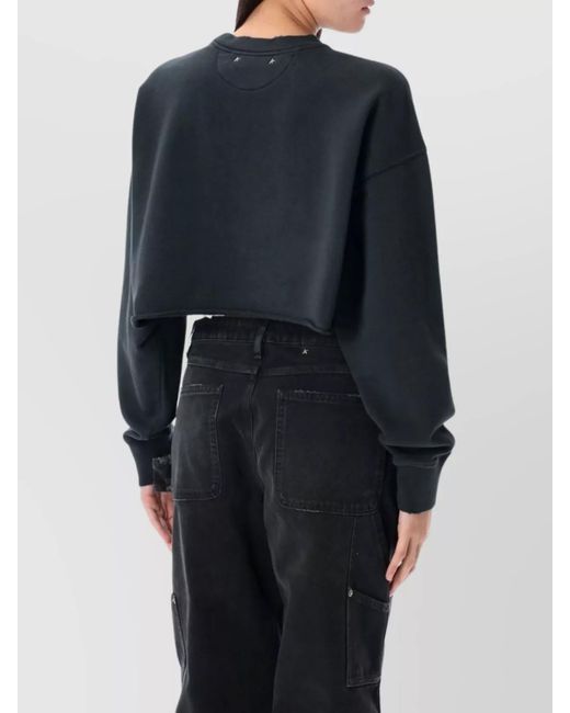 Golden Goose Deluxe Brand Blue Cotton Crystal Embellished Cropped Oversized Sweatshirt