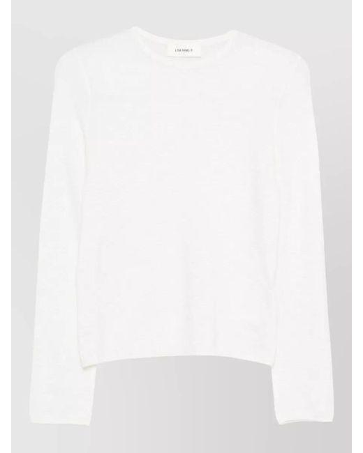 Lisa Yang White Georgie Cashmere Sweater Round Neck Ribbed