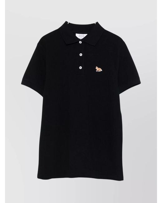 Maison Kitsuné Black Cotton Short-Sleeve Polo Shirt