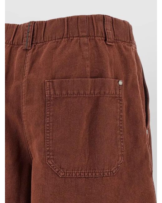 Brunello Cucinelli Brown Baggy Shorts Belt Loops Back Pockets Pleats