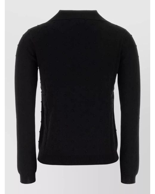 MM STUDIO Black Ribbed Polo Jumper