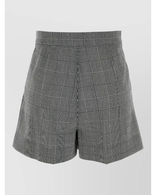 Max Mara Gray Agoraio Wool Shorts Checked High Waist
