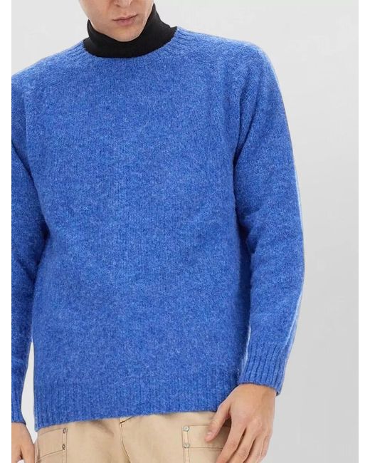 Howlin' By Morrison Blue Wool Crew Neck Knit Long Sleeve Sweater for men