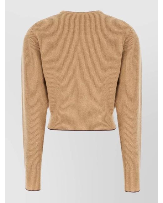 Chloé White Long Sleeve Cropped Ribbed Top Heart Motif