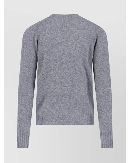 Drumohr Blue Lambswool Fine-Knit Slim-Fit Crewneck Jumper for men