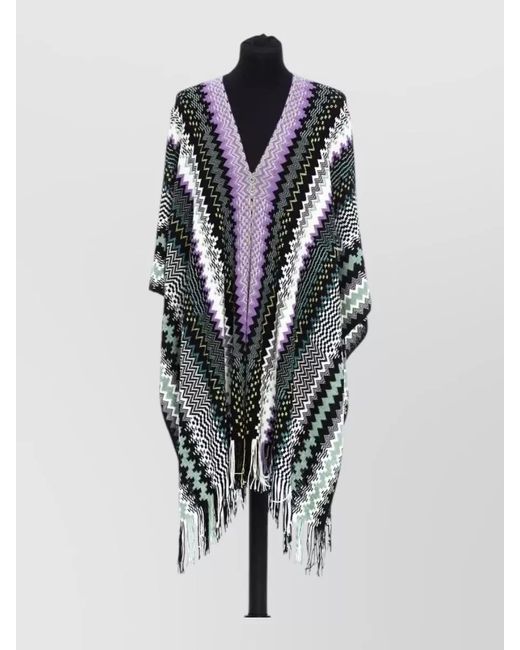 Missoni Blue Wool Knit Poncho