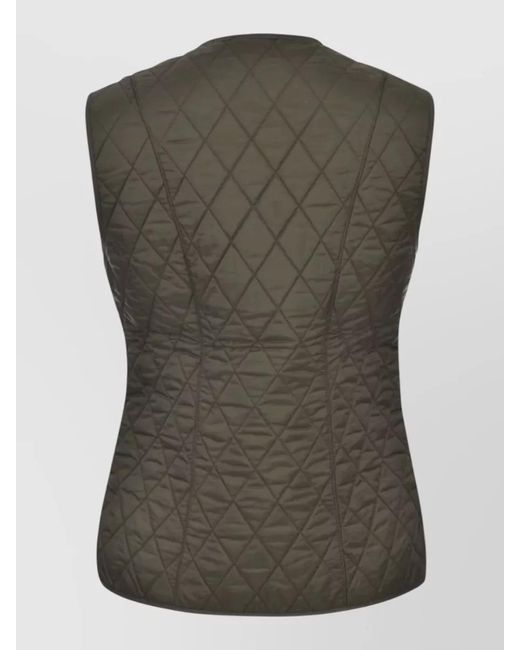 Barbour Green Sleeveless Quilted Jacket Pouch Pockets