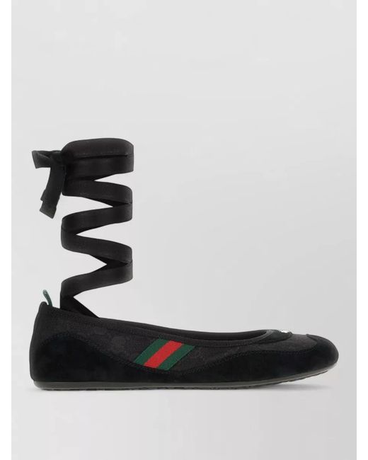Gucci Black Suede Leather Ballerina Shoes