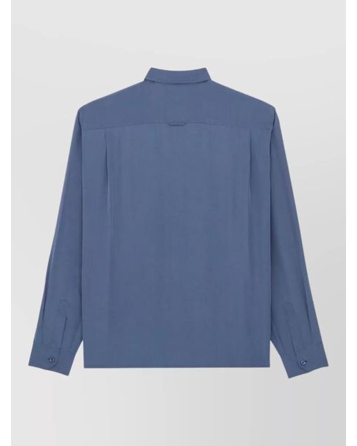 Saint Laurent Blue Silk Viscose Long-Sleeve Shirt for men