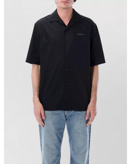 Off-White c/o Virgil Abloh Black Metal Arrow Motif Bowling Collar Shirt for men