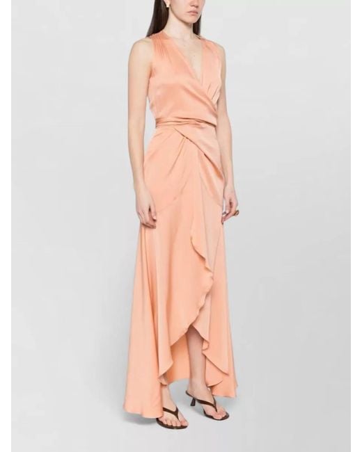 Silk95five Multicolor Shangri Long Dress Asymmetrical Wrap V Neck