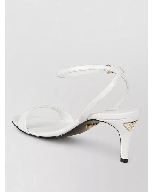 Prada White Sandals Ankle Strap Open Toe Design