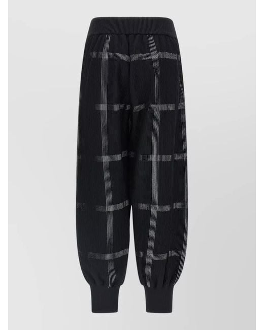 Pleats Please Issey Miyake Black Knit Trousers Ribbed Texture Checked Pattern