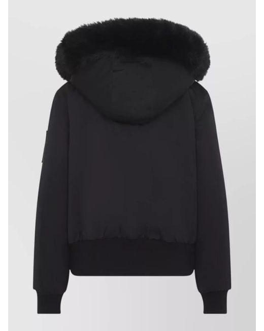 Moose Knuckles Black Satin Reversible Faux Fur Hooded Puffer Jacket