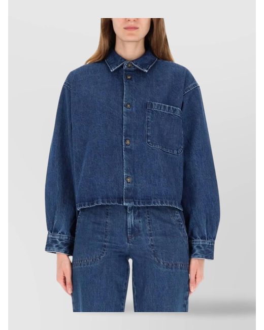 A.P.C. Blue Organic Cotton Samantha Shirt Jacket
