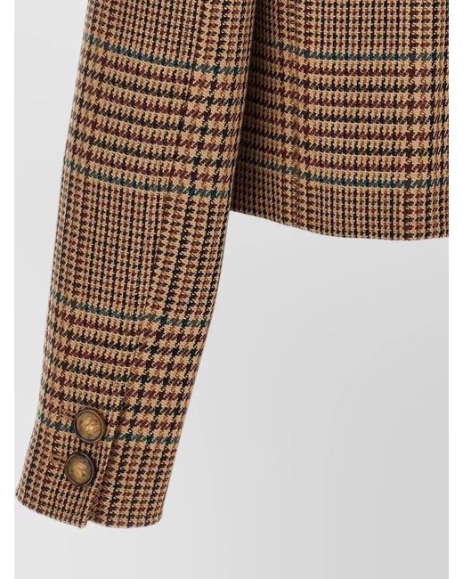 Etro Brown Prince Wales Cropped Plaid Blazer Jacket