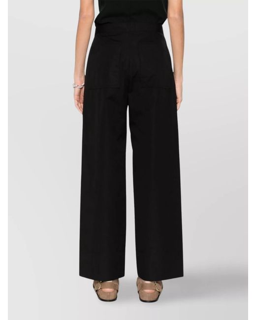 Totême Black Cotton Straight-Leg Trousers
