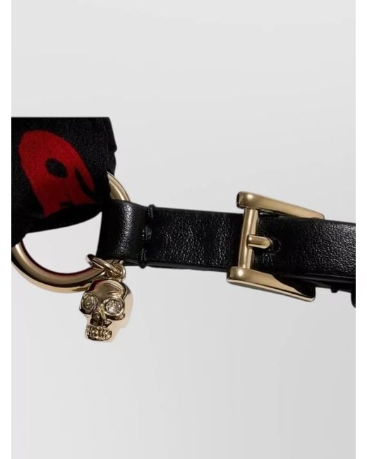 McQueen White Skull Ring Silk Scarf Belt