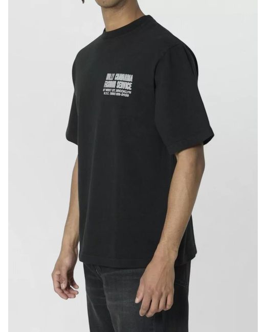 Willy Chavarria Black Cotton T Shirt Distressed Relaxed Fit for men